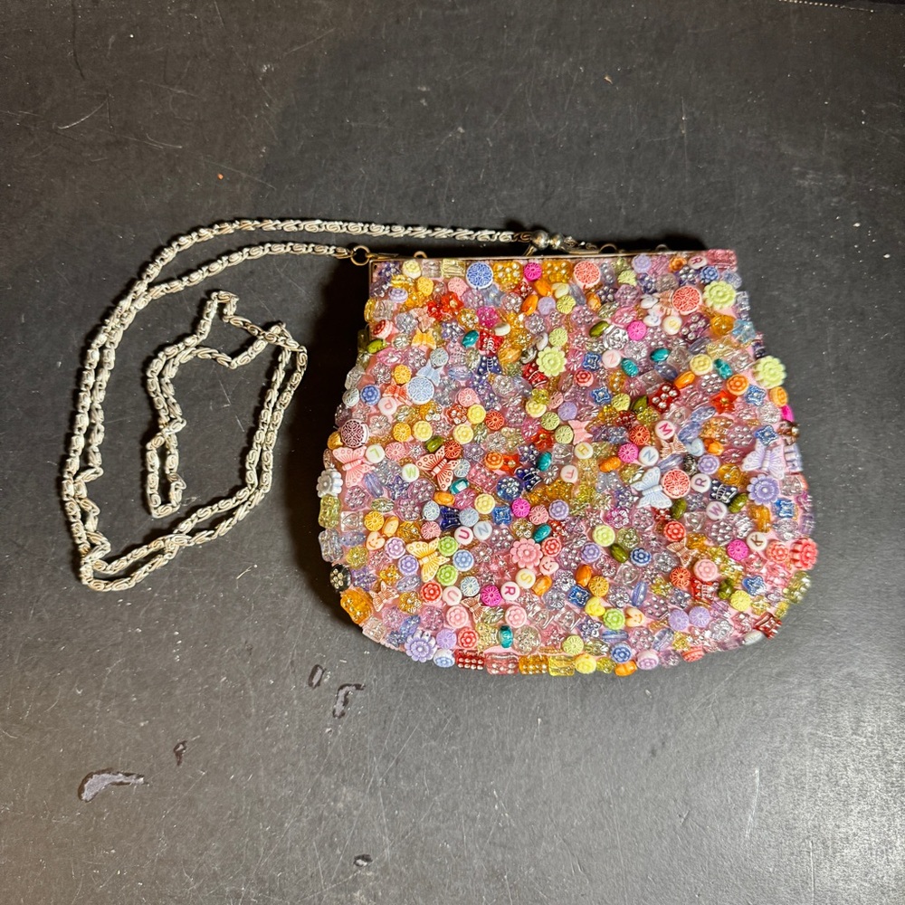 Sasha Multicolor Beaded Clutch Purse with Chain Strap [Item 0235]
